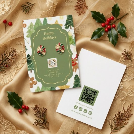 Rustieke Kerstmis Bos Sieraden Display TMF26 Visitekaartje