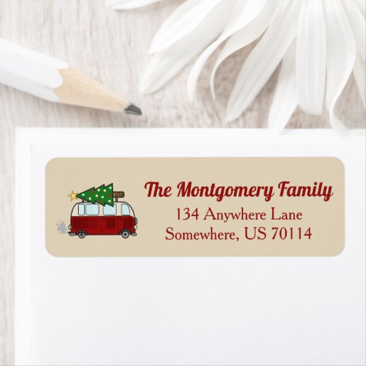Rustieke Kerstmis Camper | Gepersonaliseerd Etiket (Insitu)
