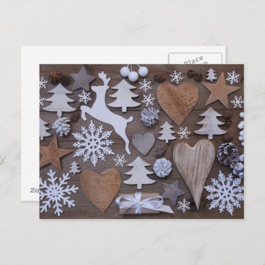 Rustieke Kerstmis Feestdagenkaart (Voorkant / Achterkant)