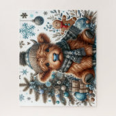 Rustieke Kerstmis Hoogland Koe Jigsaw Puzzel (Verticaal)