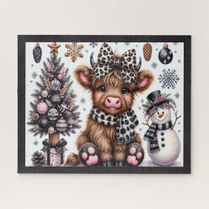 Rustieke Kerstmis Hoogland Koe Jigsaw Puzzel