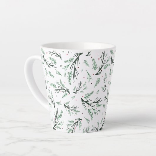 Rustieke Kerstmis Pine Tree Branch Patroon Vakanti Latte Mok (Linkerhoek)