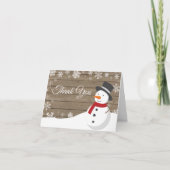 Rustieke Kerstmis Sneeuwman Bedankkaart (Voorkant)