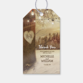 Rustieke Kerstmis Winter Boom Lichtjes Trouwgunst Cadeaulabel