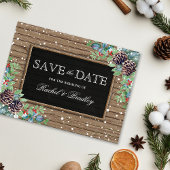 Rustieke Kerstmis Winter Bruiloft Save the Date Aankondigingskaart