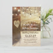 Rustieke Kerstmis Winter Huwelijk Kaart (Staand voorkant)