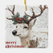 Rustieke Kerstmis Winter Reindeer Foto Keramisch Ornament (Voorkant)