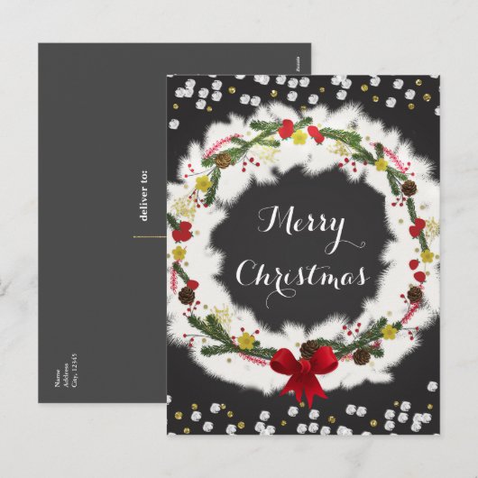 Rustieke Kerstmis Witte Pijnenkrans Vakantie Moder Feestdagenkaart (Voorkant / Achterkant)