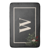 Rustieke Kerstmis Zwart & Cream Monogram Pine Badmat (Voorkant Verticaal)