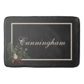 Rustieke Kerstmis Zwart & Cream Naam Pine Badmat (Voorkant)
