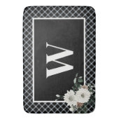 Rustieke Kerstmis Zwart & Wit Monogram Pine Badmat (Voorkant Verticaal)