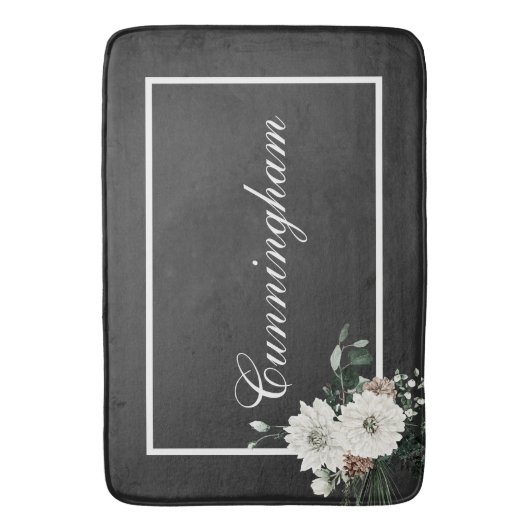 Rustieke Kerstmis Zwart & Wit Naam Pine Badmat (Voorkant Verticaal)