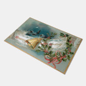 Rustieke Kerstmisbanner w/Bell, Lint & Holly Deurmat (Schuin)