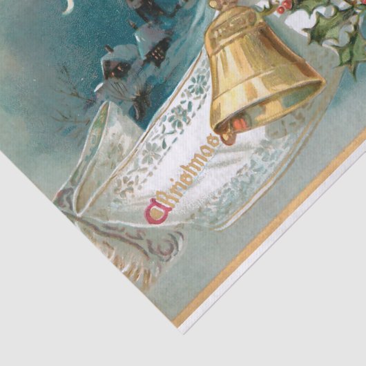 Rustieke Kerstmisbanner w/Bell, Lint & Holly Tissuepapier (Detail)