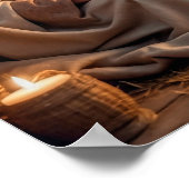 Rustieke Kerstmiskerststal Vreedzame Scène Vakanti Poster (Hoek)