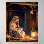 Rustieke Kerstmiskerststal Vreedzame Scène Vakanti Poster (Voorkant)