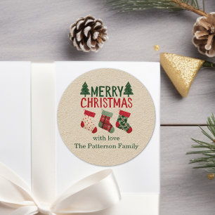 Rustieke Kerstmutsen Vakantie Ronde Sticker