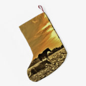 Rustieke kerstpaarden in de sneeuw Gepersonaliseer Kleine Kerstsok (Achterkant (Hangend))