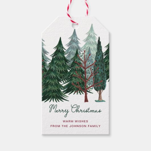 Rustieke kerstpijnboom cadeaulabel (Voorkant)