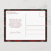 Rustieke kerstplaid w / Poinsettia & Pine Foto Feestdagenkaart (Achterkant)