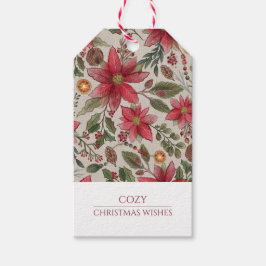 Rustieke kerstpuntjes cadeaulabel