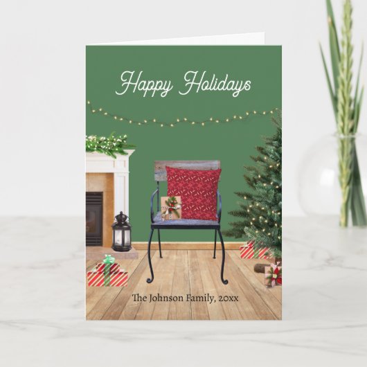 Rustieke kerstscène gevouwen Wenskaart Bedankkaart (Voorkant)