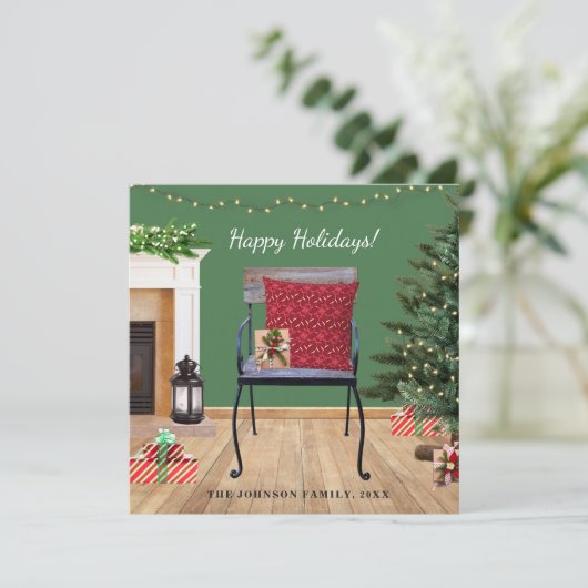 Rustieke kerstscène vakantie flat Kaart (Staand voorkant)