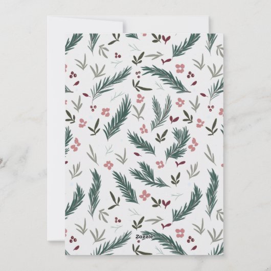 Rustieke kerstsneeuw wereldbol bloemenfamilie foto feestdagenkaart (Achterkant)