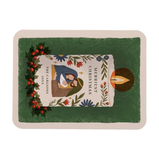 Rustieke kerststal Christelijk kerstmis Magneet (Horizontaal)