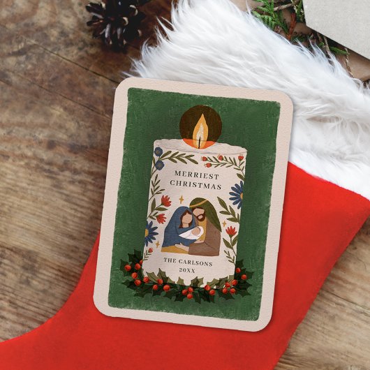 Rustieke Kerststal Christelijke Kerst Magneet