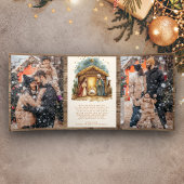 Rustieke kerststal Fotocollage Kerstmis Drieluik Wenskaart
