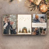 Rustieke kerststal Fotocollage Kerstmis Drieluik Wenskaart