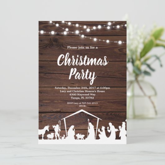 Rustieke kerststal kerstfeest kaart (Staand voorkant)