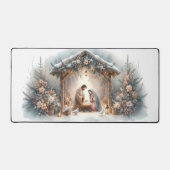 Rustieke kerststal met winterbloemen bureaumat (Voorkant)