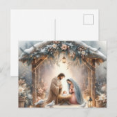 Rustieke kerststal met winterbloemen Kaart (Voorkant / Achterkant)