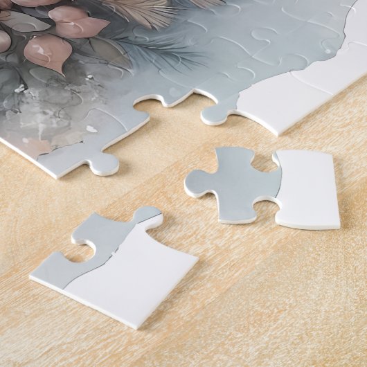 Rustieke kerststal met winterbloemen legpuzzel (Zijkant)