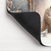 Rustieke kerststal met winterbloemen muismat (Hoek)