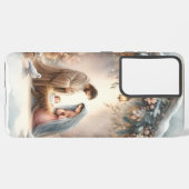 Rustieke kerststal met winterbloemen samsung galaxy hoesje (Achterkant horizontaal)