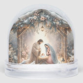 Rustieke kerststal met winterbloemen sneeuwbol (Achterkant)