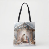 Rustieke kerststal met winterbloemen tote bag (Voorkant)