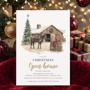 Rustieke Kerststal Paard Open Huis Uitnodiging