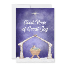 Rustieke kerststal scene met foto op achterkant