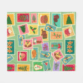 rustieke kerststempels Sage groen Fleece Deken (Voorkant (Horizontaal))