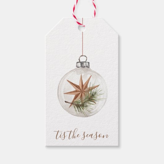 Rustieke Kerstster Hangend Ornament Cadeaubijslage Cadeaulabel (Voorkant)