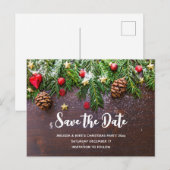 Rustieke Kersttafel met dennen en sneeuw Bewaar de Uitnodiging Briefkaart (Voorkant / Achterkant)