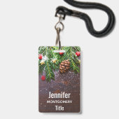Rustieke Kersttafel met Dennen & Sneeuw Badge (Achterkant met lanyard)