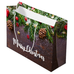 Rustieke Kersttafel met Dennen & Sneeuw Groot Cadeauzakje
