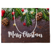 Rustieke Kersttafel met Dennen & Sneeuw Groot Cadeauzakje (Achterkant)