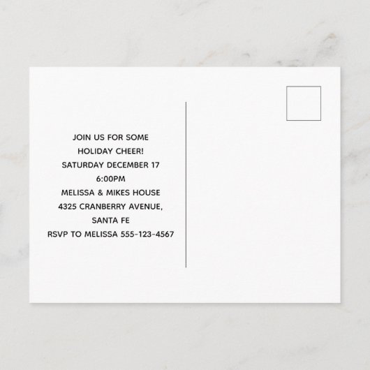 Rustieke Kersttafel met Dennenschaal en Sneeuw Uit Uitnodiging Briefkaart (Achterkant)