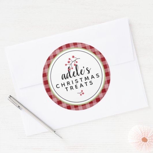 Rustieke kersttraktaties gepersonaliseerd ronde sticker (Envelop)